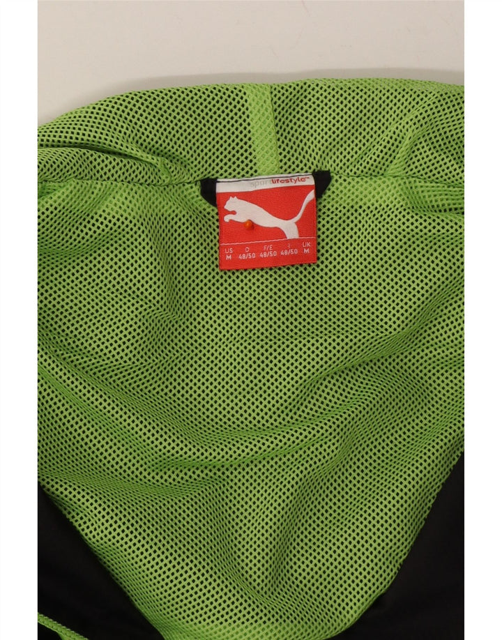 PUMA Mens Hooded Rain Jacket UK 38 Medium Green Colourblock Polyester Vintage Puma and Second-Hand Puma from Messina Hembry 