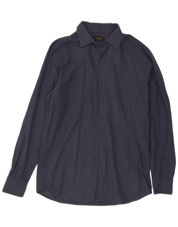 Koszula męska Massimo Dutti, duża, bawełniana w pepitkę, granatowa