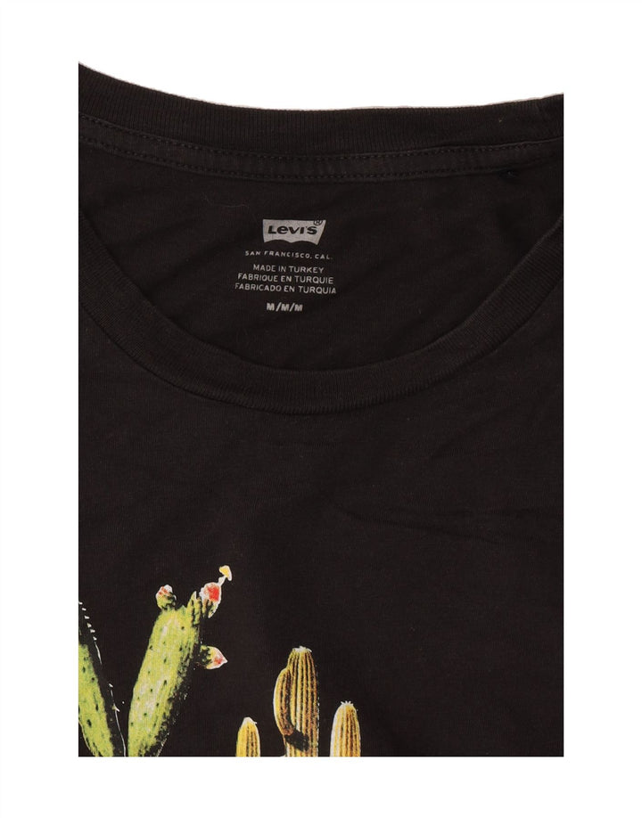 LEVI'S Womens Graphic T-Shirt Top UK 12 Medium Black Vintage Levi's and Second-Hand Levi's from Messina Hembry 