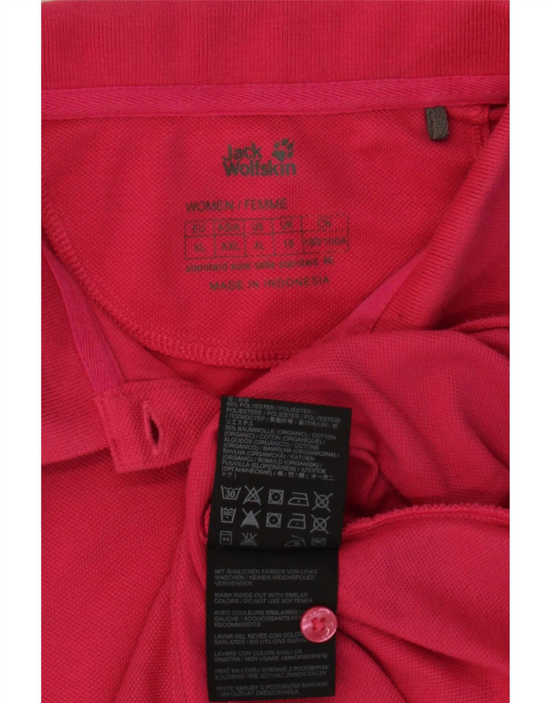 Damska koszulka polo Jack Wolfskin UK 18 XL, różowa, poliester