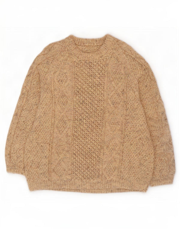 Vintage męski sweter z okrągłym dekoltem 2XL w kolorze beżowym