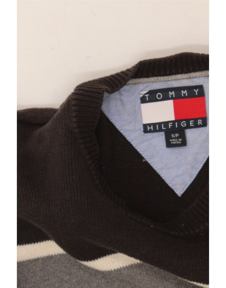 TOMMY HILFIGER Mens Crew Neck Jumper Sweater Small Multicoloured Striped Vintage Tommy Hilfiger and Second-Hand Tommy Hilfiger from Messina Hembry 
