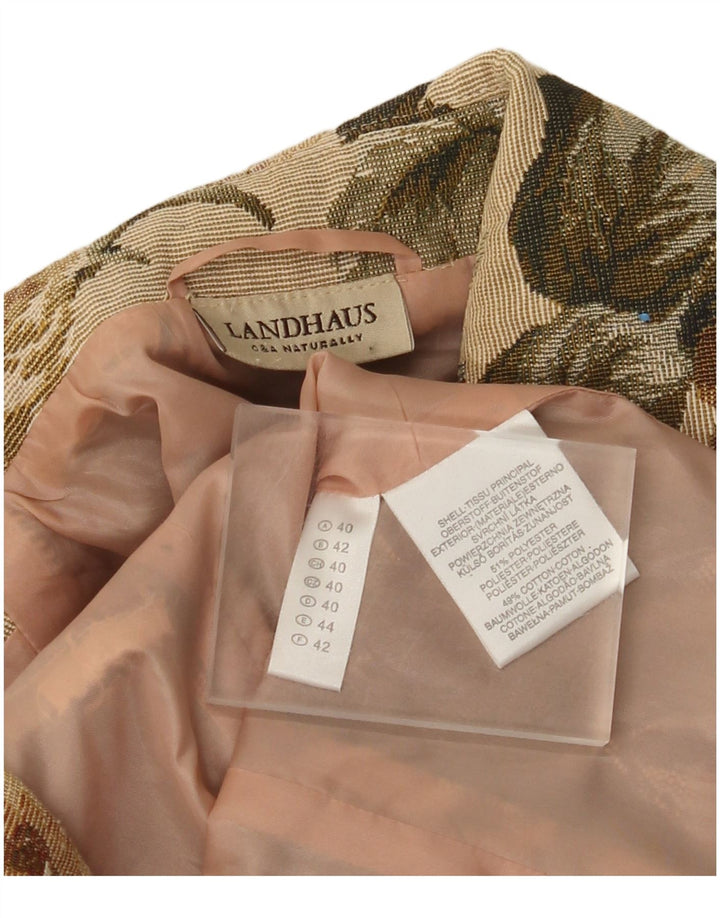 Damska marynarka Landhaus z zamkiem błyskawicznym EU 40, średni beżowy kwiatowy poliester