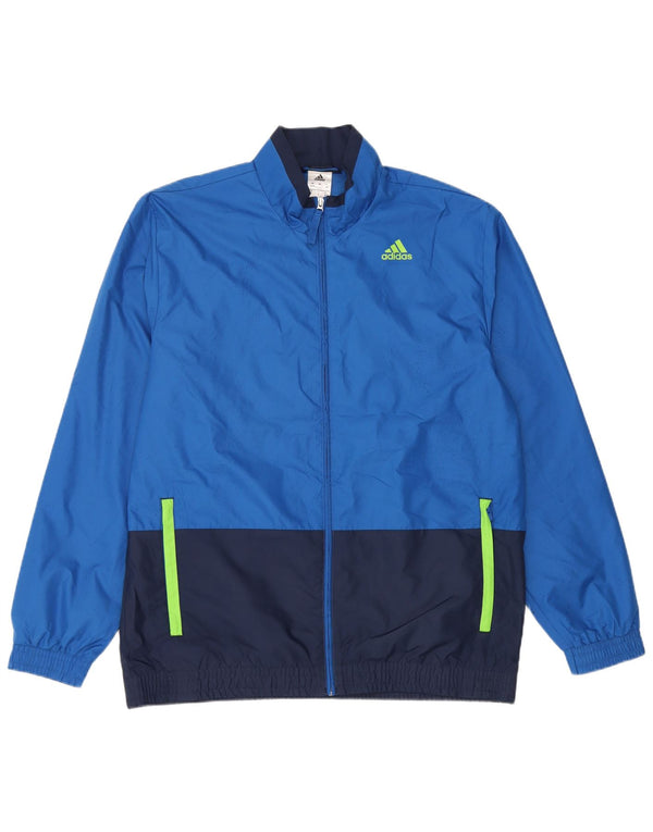 Adidas Męska bluza dresowa UK 42/44 Duży niebieski poliester z blokami kolorów