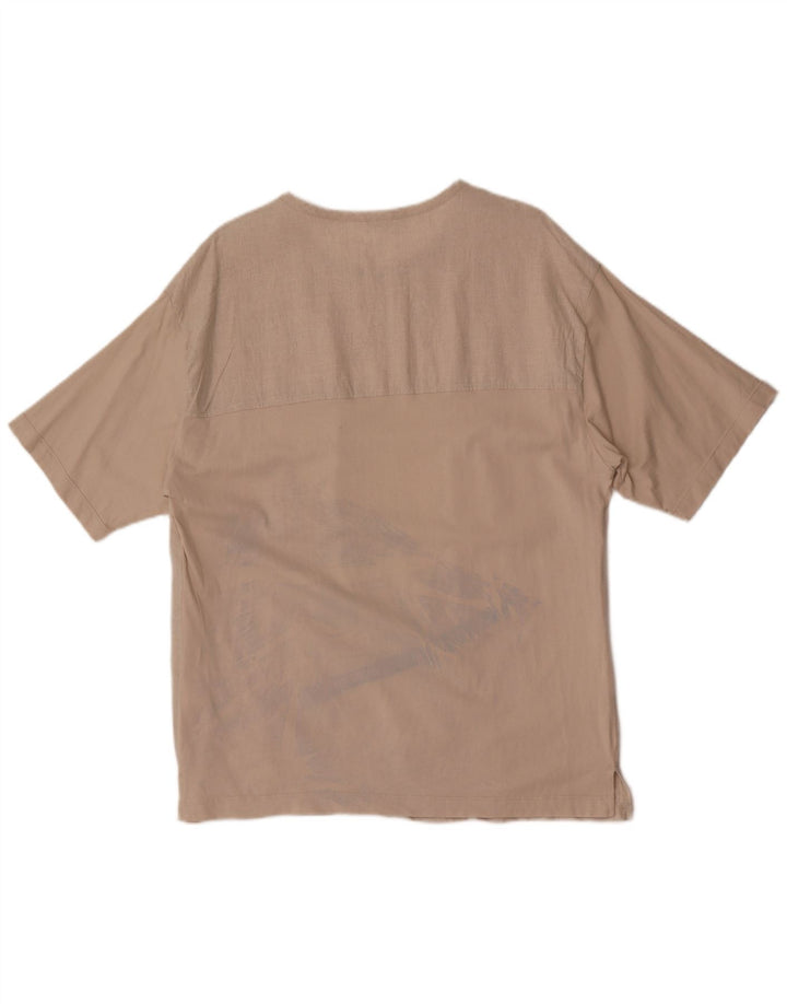 T-shirt męski Zara, duży, beżowy, bawełniany