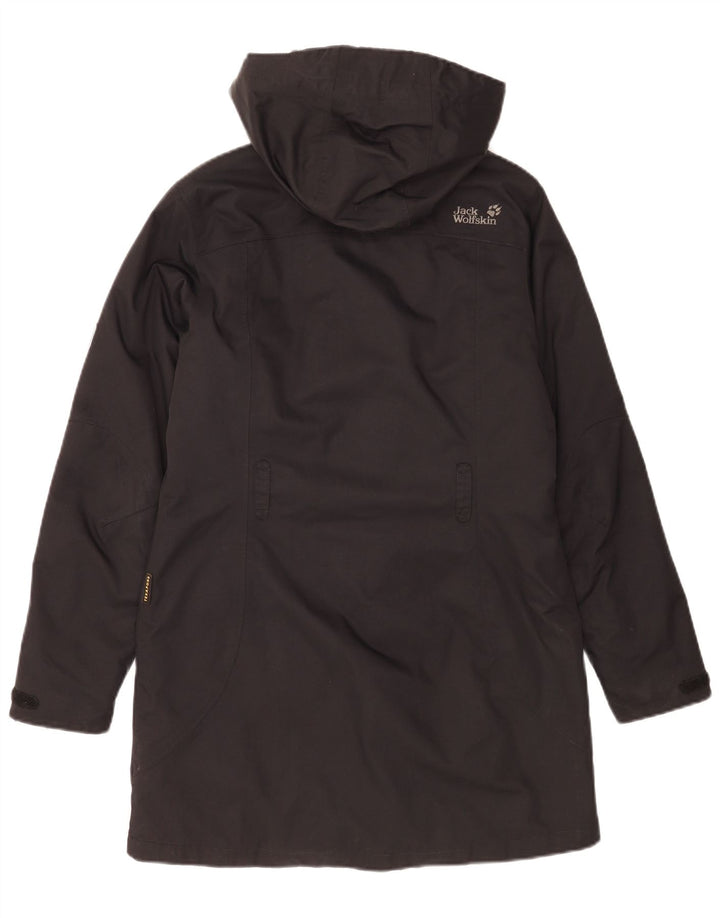 Damski płaszcz wiatrówka Jack Wolfskin z kapturem, oversize UK 10 Small Black