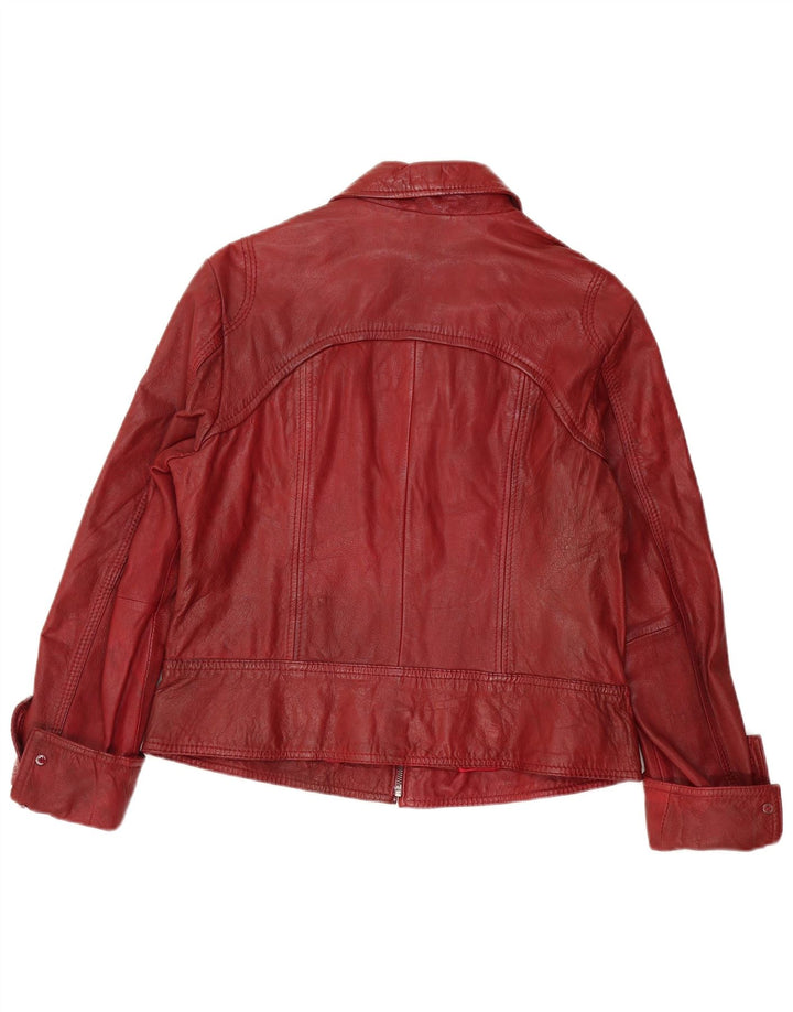 Kurtka skórzana damska Kapalua UK 16, duża, bordowa skóra