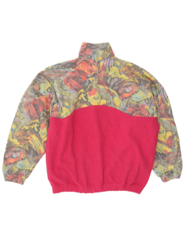 Damski sweter polarowy w stylu vintage z abstrakcyjnym wzorem UK 20 2XL Różowy blok kolorów