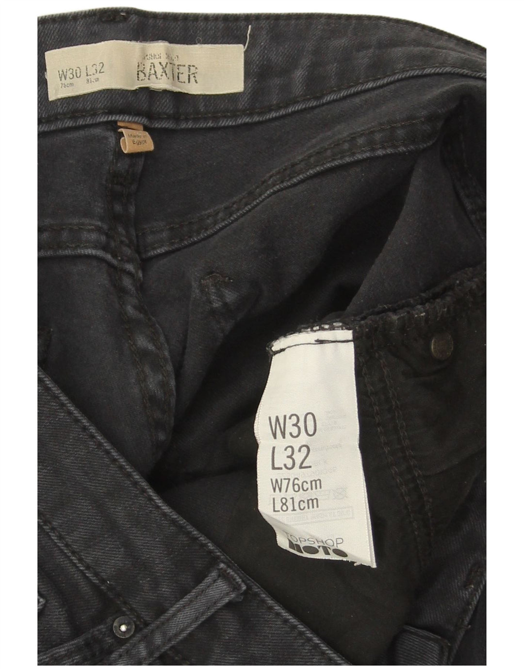 TOPSHOP Damskie dżinsy Baxter Slim W30 L32 Czarna bawełna