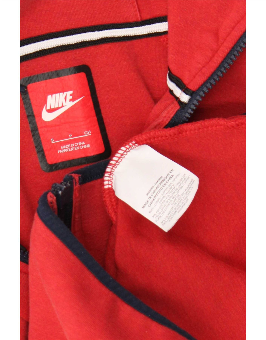 Męski sweter z kapturem i zamkiem błyskawicznym Nike, mały, czerwony, bawełniany