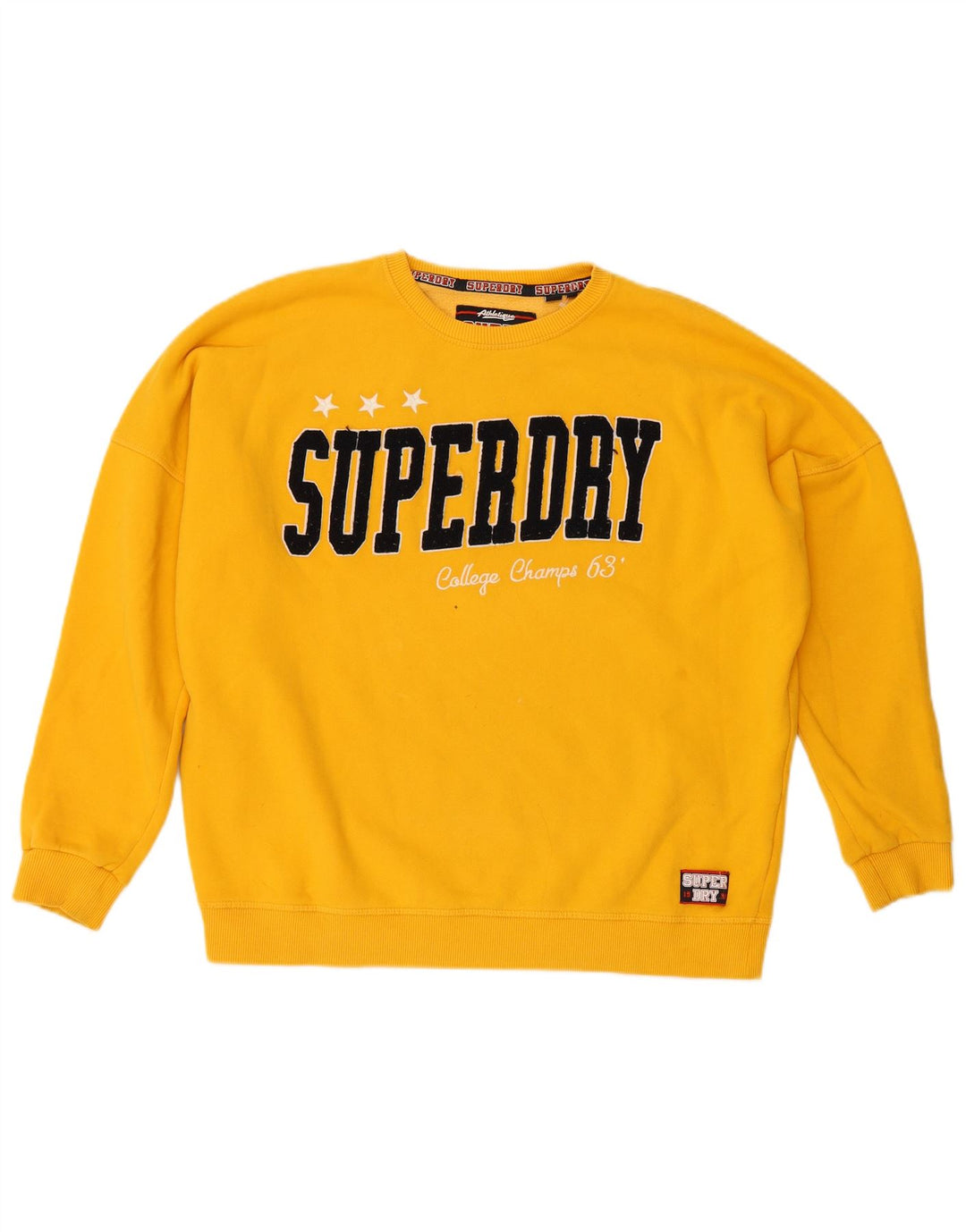Damski sweter oversize SUPERDRY z grafiką UK 12, średni żółty