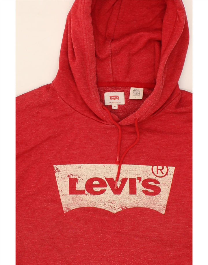 LEVI'S Mens Graphic Hoodie Jumper Medium Red Vintage Levi's and Second-Hand Levi's from Messina Hembry 