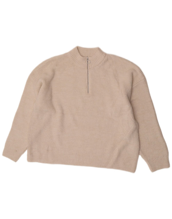 Marks & Spencer Damski sweter z zamkiem błyskawicznym UK 22 3XL Beżowy Akryl