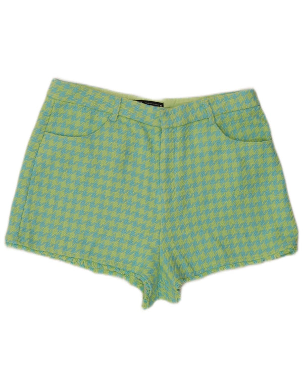Damskie szorty Zara z wysokim stanem 2XL W34, niebieska bawełna w pepitkę