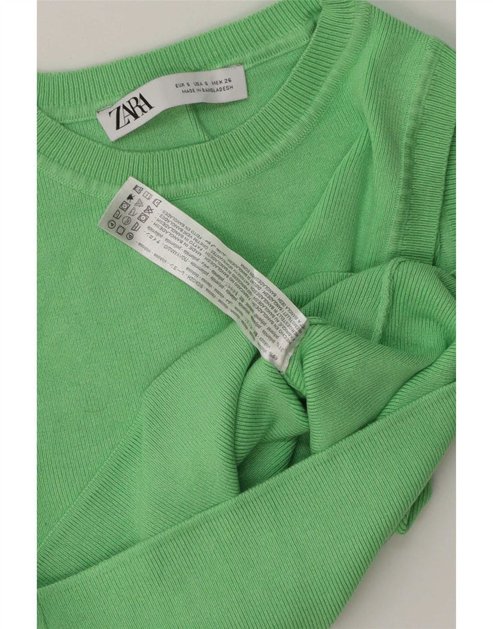 Damski krótki kamizelka Zara UK 10 Small, zielona wiskoza