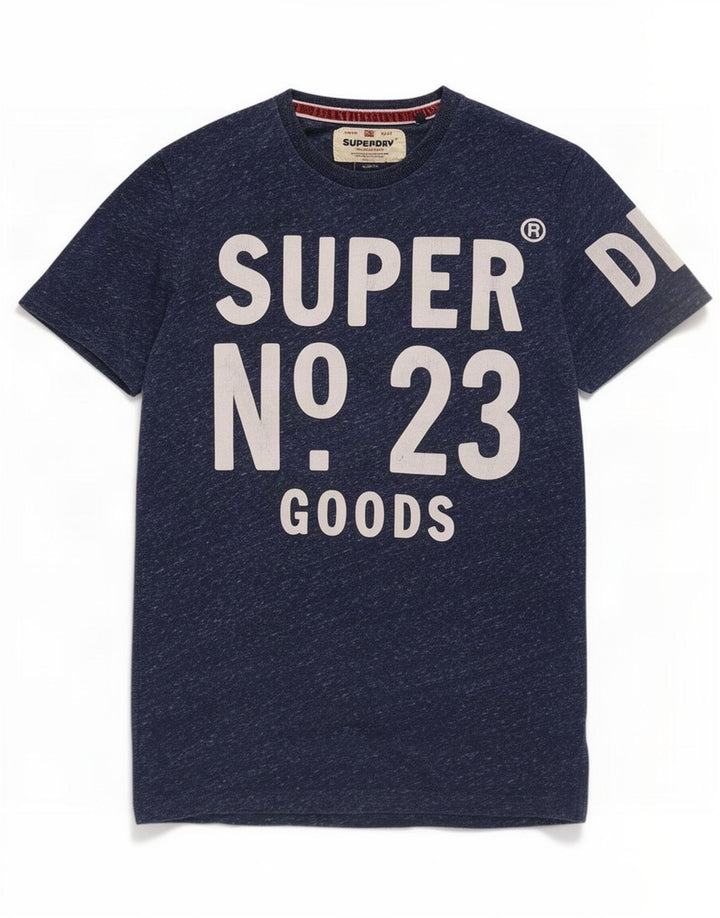 Męski T-shirt z grafiką Superdry, mały, granatowy, nakrapiany poliester