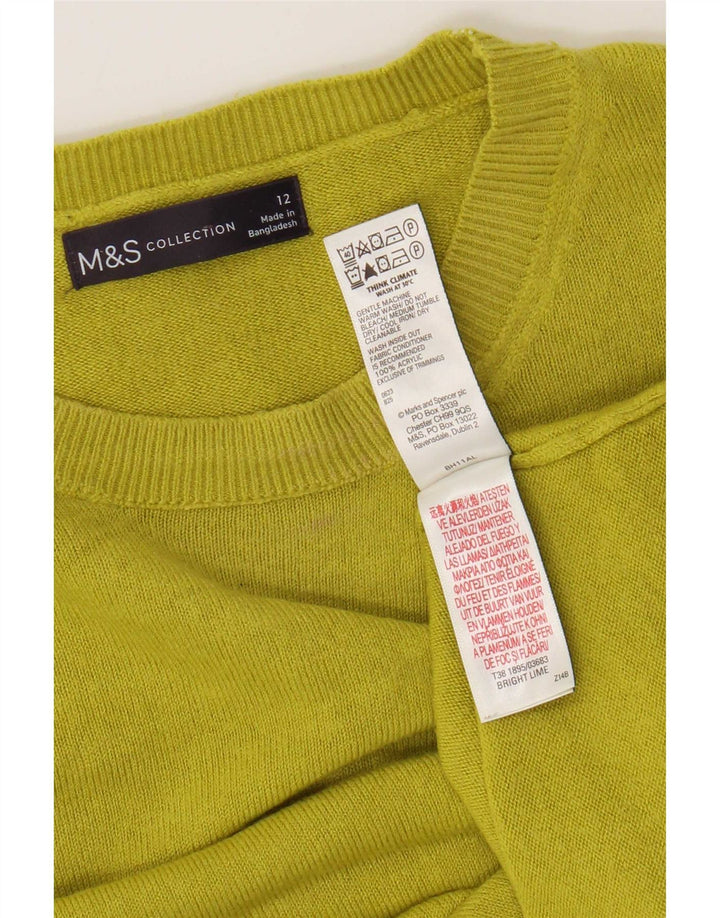 Marks & Spencer Damski sweter z okrągłym dekoltem UK 12, średni zielony akryl