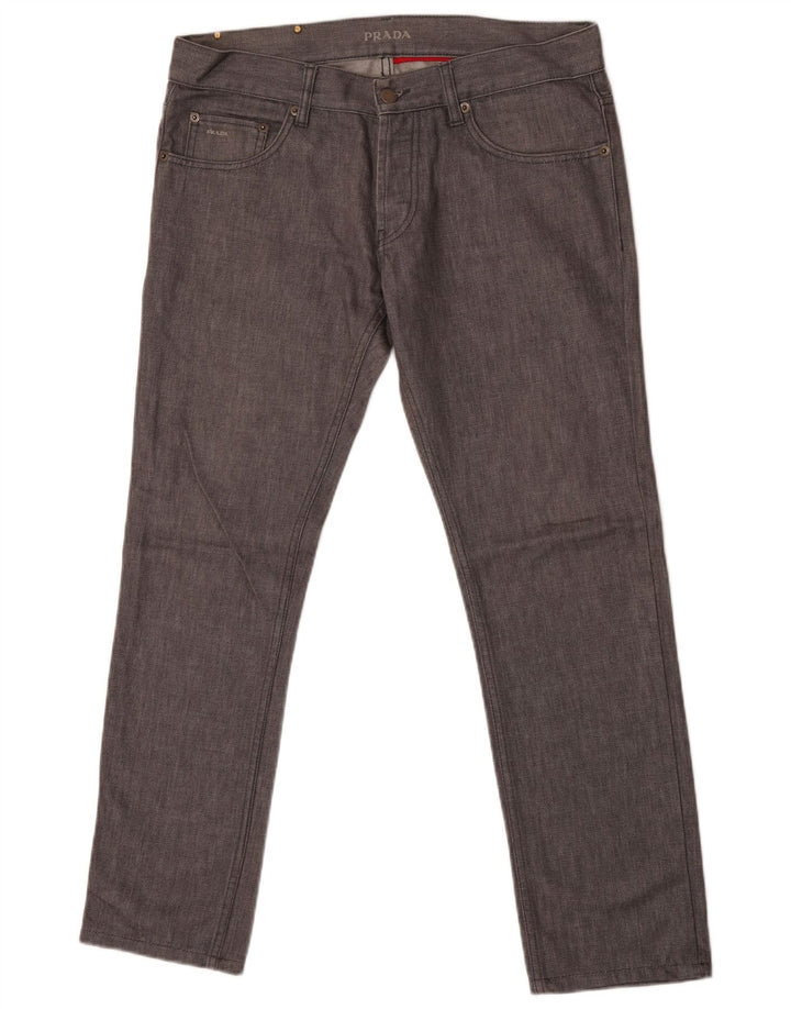 Damskie jeansy Prada Slim W32 L29 Szara bawełna