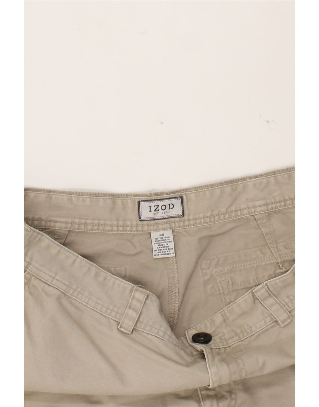 IZOD Mens Cargo Shorts W40 XL Beige Cotton Vintage Izod and Second-Hand Izod from Messina Hembry 