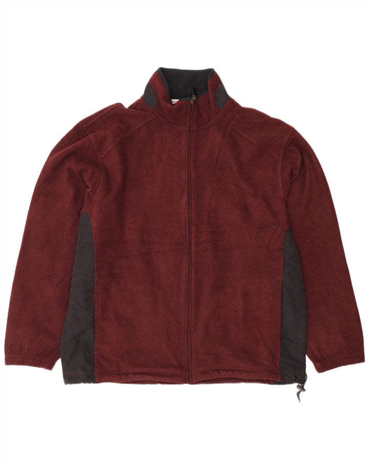 Męska kurtka polarowa Izod UK 42 XL, bordowy poliester z blokami kolorów