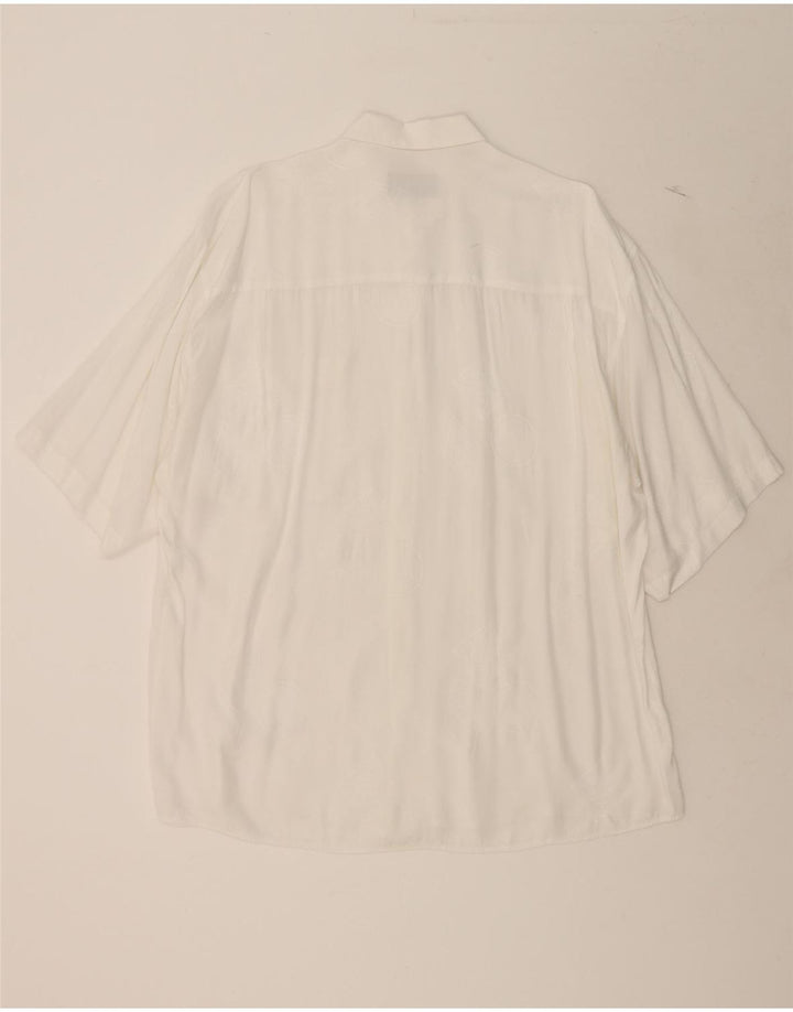 VINTAGE Mens Short Sleeve Shirt XL White Viscose Vintage Vintage and Second-Hand Vintage from Messina Hembry 