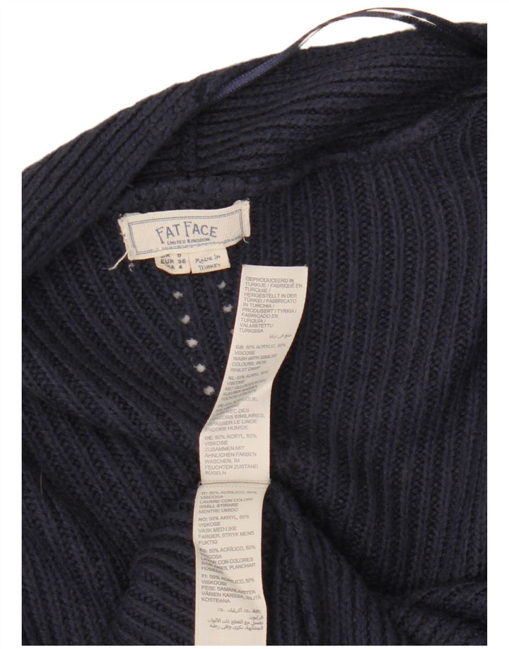 Sweter damski FAT FACE z otwartym kardiganem UK 8, mały, granatowy, akrylowy
