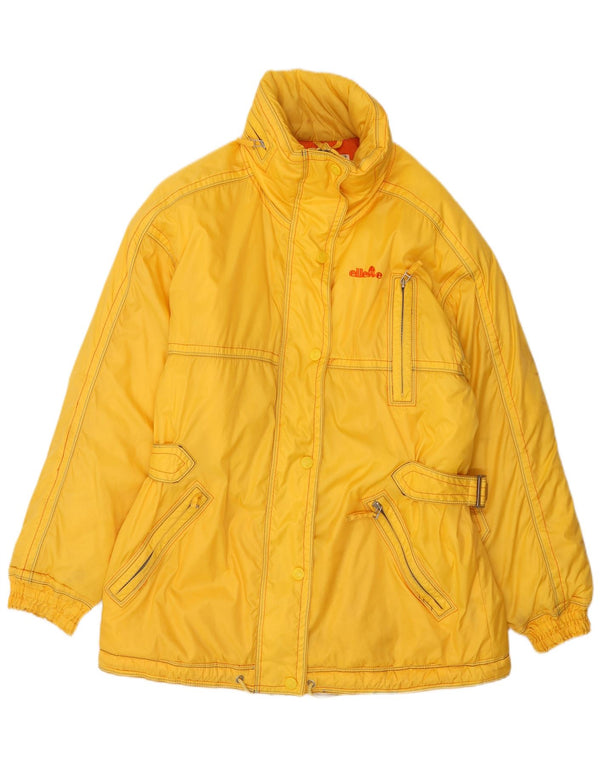 Damska kurtka narciarska Ellesse z kapturem, oversize UK 14, duża, żółta, z blokami kolorów