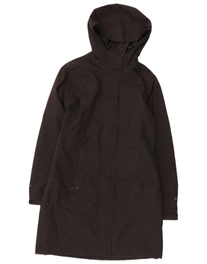 Damski płaszcz wiatrówka z kapturem Eddie Bauer UK 6 XS, czarny poliester