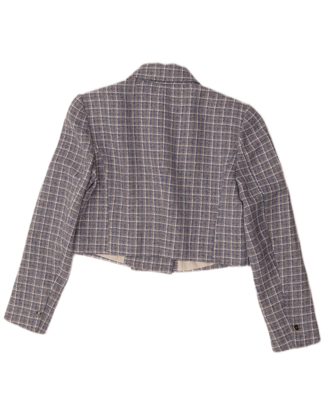 Damska marynarka Zara Crop Double Breasted Jacket UK 14 w średnią niebieską kratkę