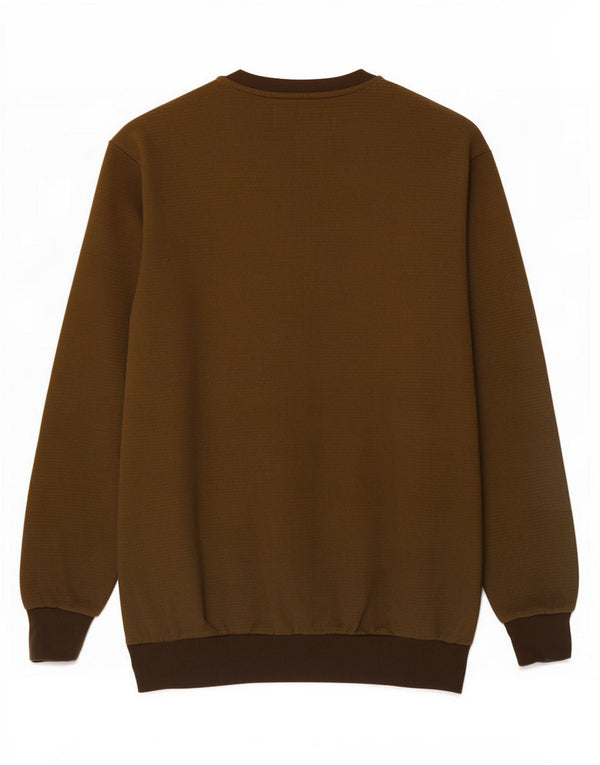 Męski sweter Zara, mały, khaki, bawełniany, z blokami kolorów