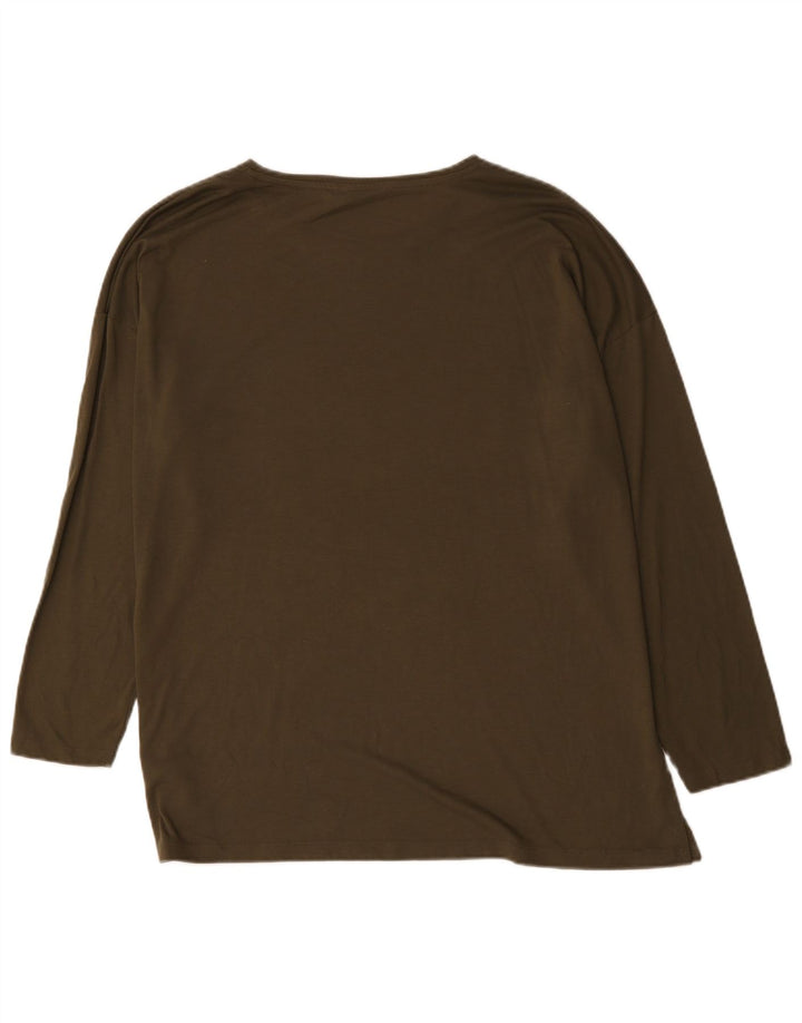 Marks & Spencer Damski top oversize z grafiką, z długim rękawem, UK 18 XL, khaki