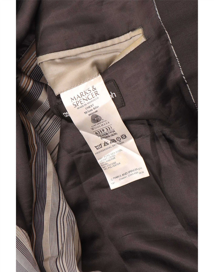 Marks & Spencer Męska marynarka zapinana na 2 guziki UK 42 Duża brązowa nowa wełna