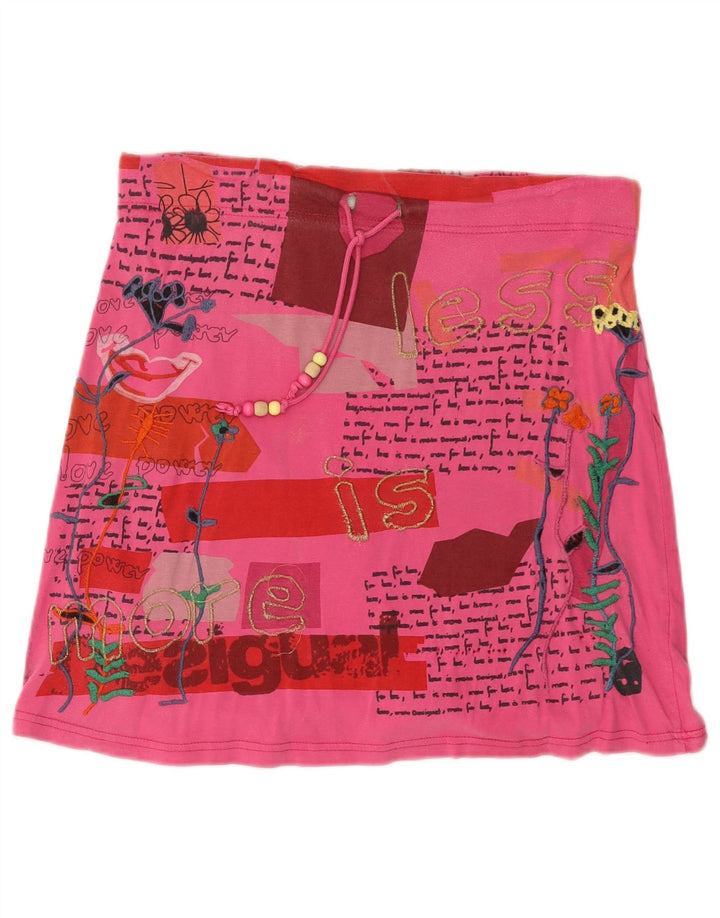 Desigual damska graficzna mini spódniczka średnia W34 różowa
