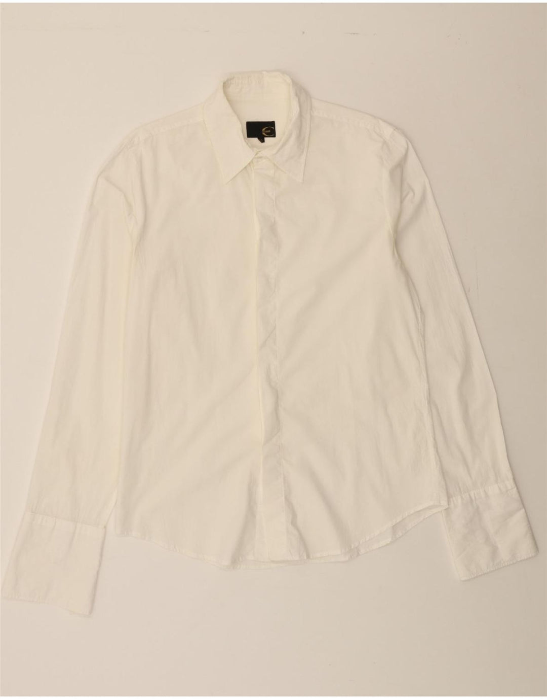 JUST CAVALLI Mens Formal Shirt IT 50 Medium Off White Cotton Vintage Just Cavalli and Second-Hand Just Cavalli from Messina Hembry 