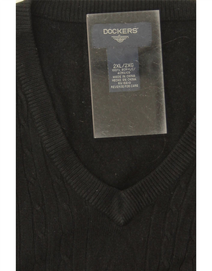 DOCKERS Mens Vest Tank Top 2XL Black Acrylic