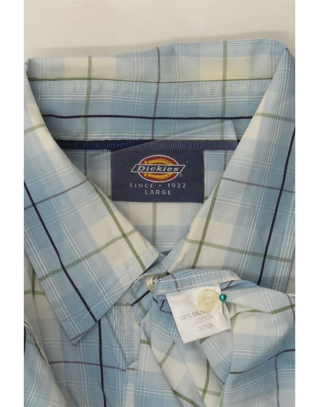 Męska koszula z krótkim rękawem Dickies, duża, niebieska, bawełniana krata
