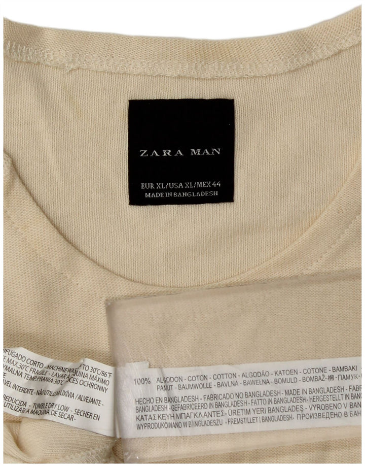 Męski top Zara z długim rękawem XL, beżowy, bawełniany