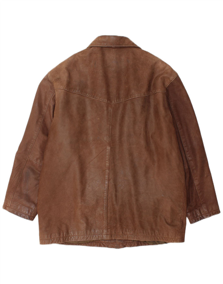 POINTERS Męska kurtka skórzana UK 40 duża brązowa skóra