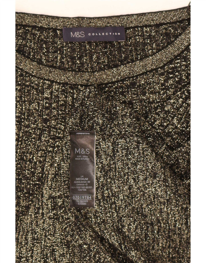 Marks & Spencer Damski sweter z dekoltem w łódkę UK 12 Średni czarny wiskoza