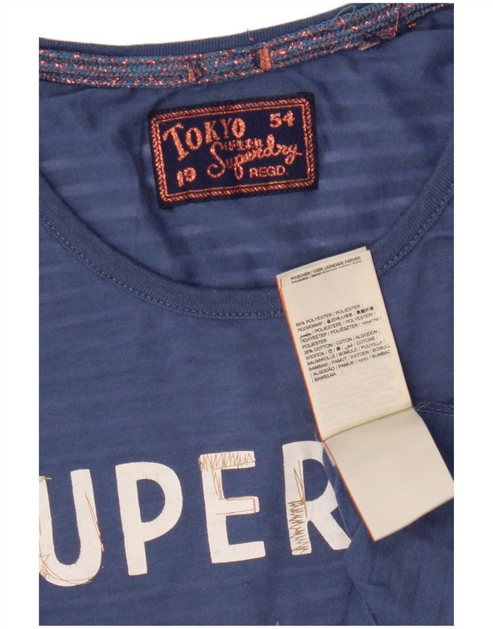 Damska koszulka z grafiką Superdry Top UK 10, mała, niebieska, poliester
