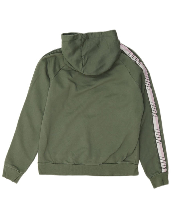 Damska bluza z kapturem Puma z grafiką UK 12, bawełna w kolorze średniej zieleni
