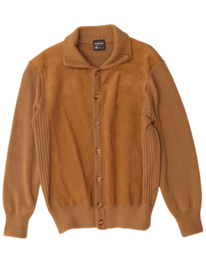 Męski sweter rozpinany VINTAGE IT 54 XL Brązowa wełna