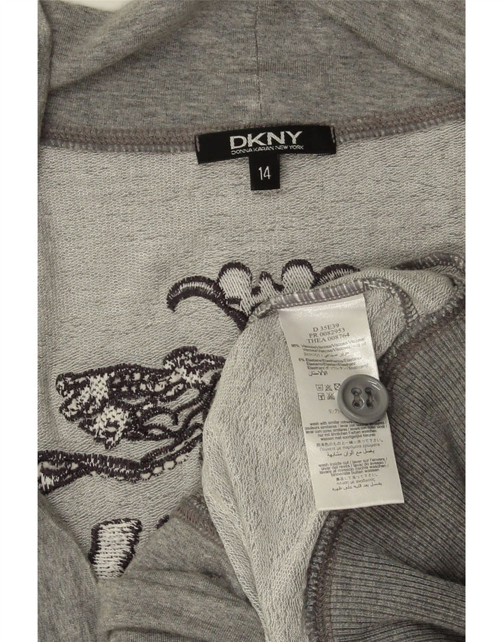 Damski sweter z grafiką DKNY UK 14, średnioszary, nakrapiany wiskoza