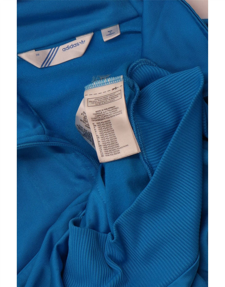 Damska bluza dresowa Adidas z grafiką, EU 36, mała, niebieska, poliester