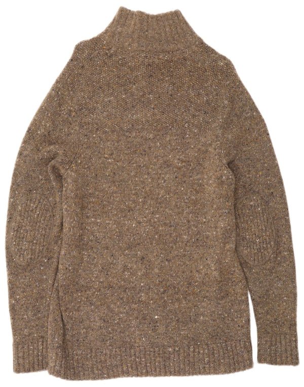 Crew Clothing Damski sweter z zamkiem błyskawicznym UK 16, duży, khaki, nakrapiany