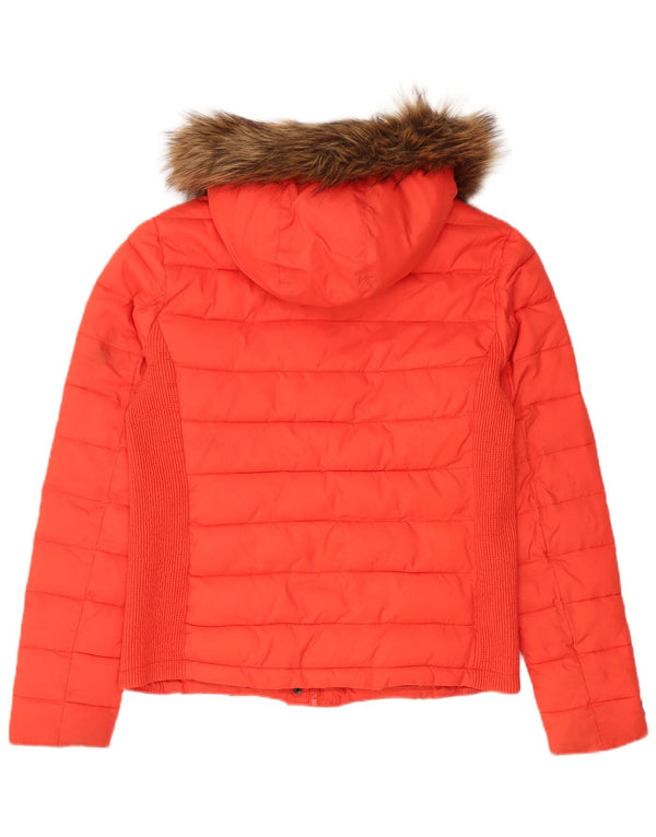 Damska wyściełana kurtka z kapturem Superdry UK 18 XL, czerwony nylon