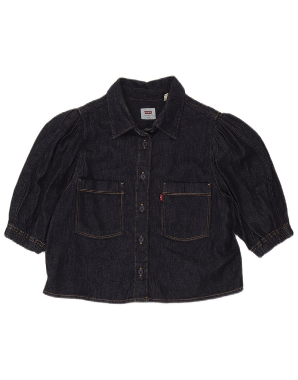 Damska koszula dżinsowa Levi's o swobodnym kroju z krótkim rękawem UK 6 XS, granatowa
