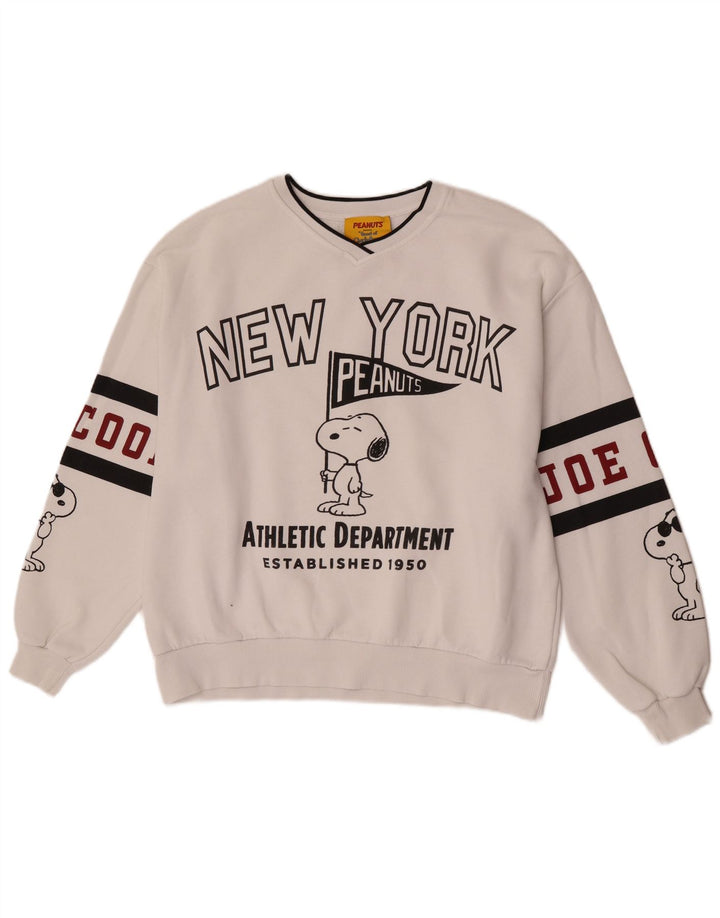 Męski sweter Pull & Bear z grafiką Peanuts, kolor średniobiały