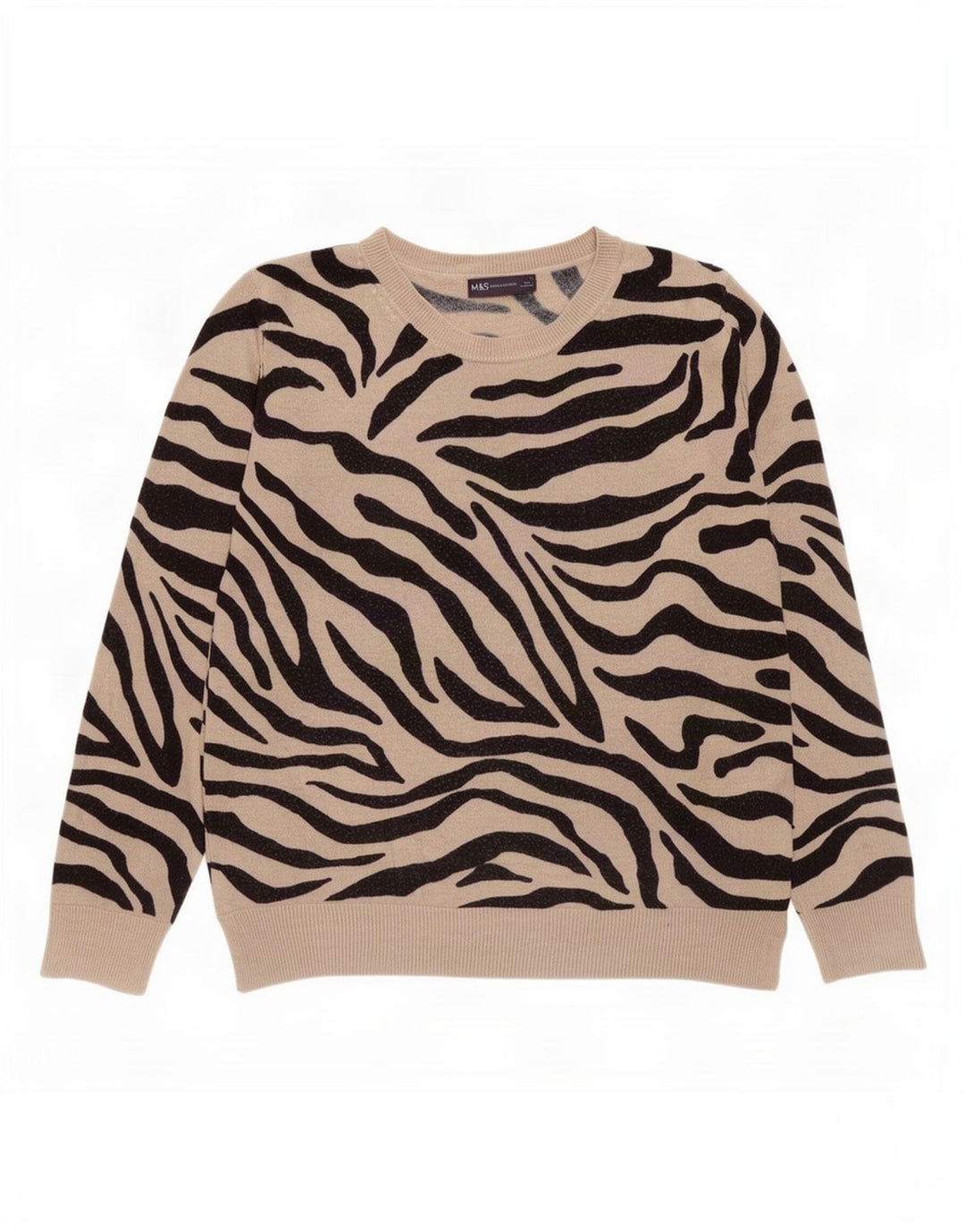 Marks & Spencer Damski sweter z dekoltem w łódkę, UK 12, średni beż