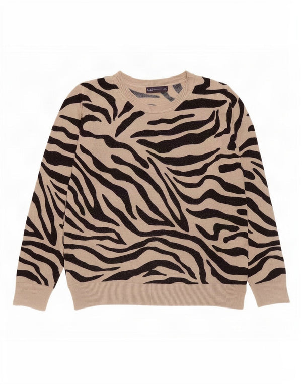 Marks & Spencer Damski sweter z dekoltem w łódkę, UK 12, średni beż